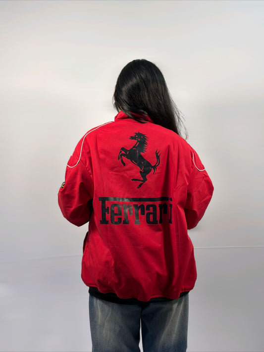 F1 FERRARI RED PUFFER PRINTED UNISEX JACKET