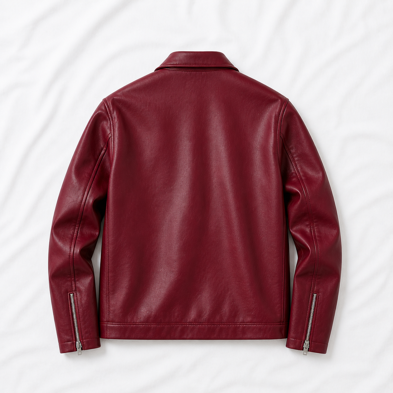 Burgundy Boxy Cropped Jacket Unisex Faux Leather by Stylestitch