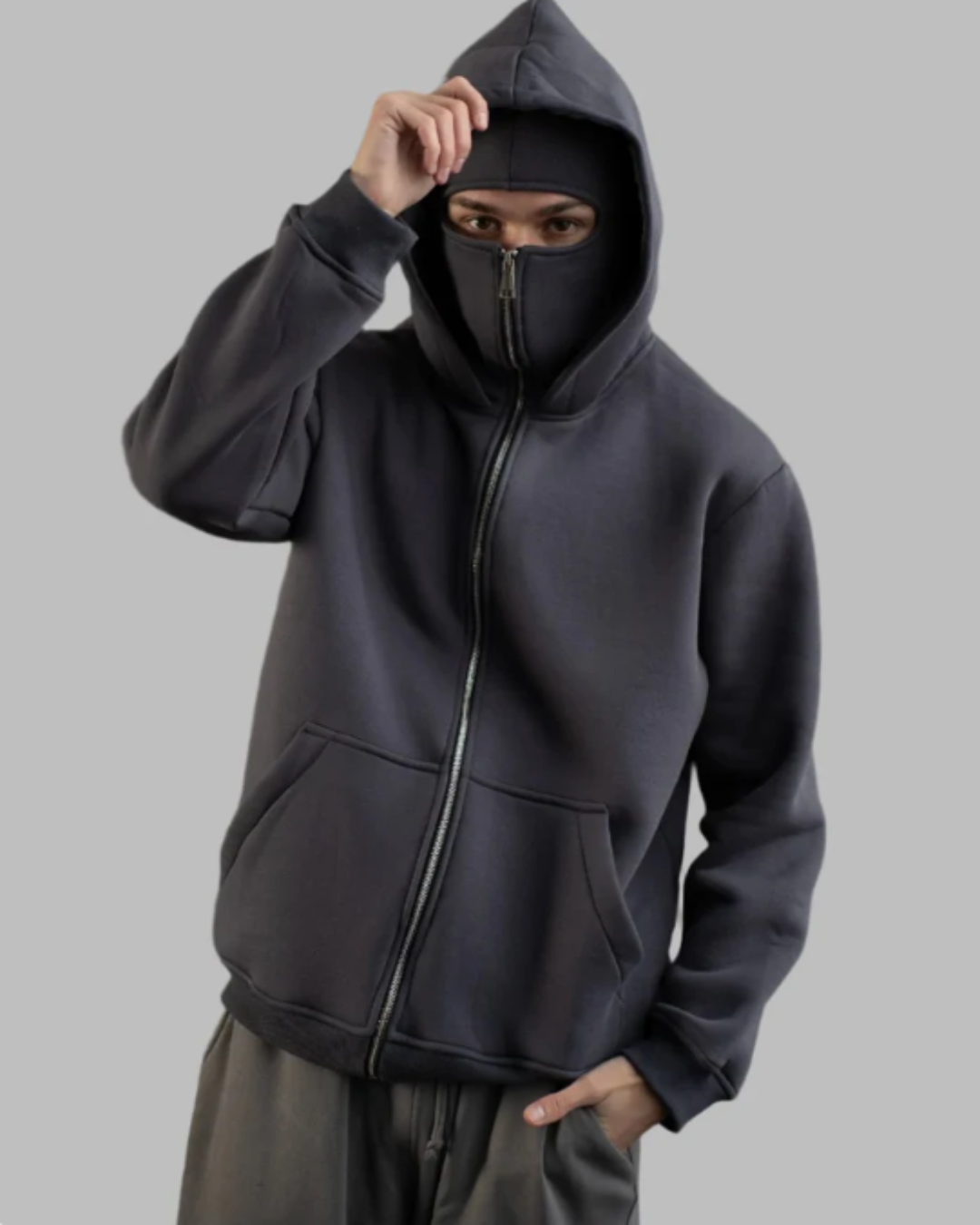 Black Balaclava Aesthetic Hoodie For Men & women by Stylestitch