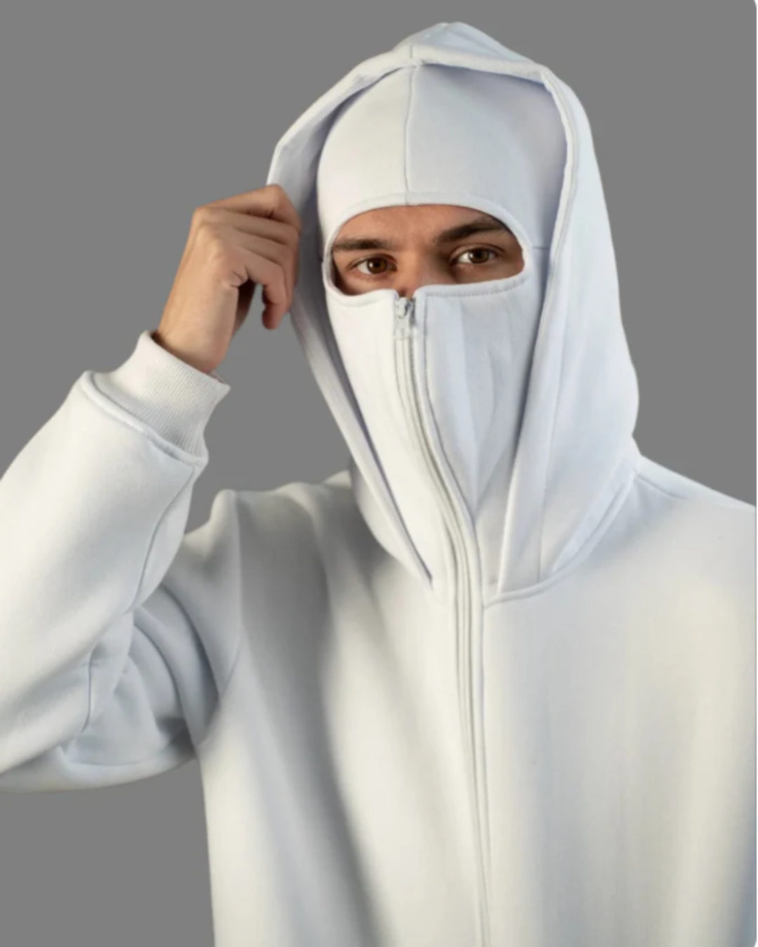 White Balaclava Aesthetic Hoodie For Men & women by Stylestitch