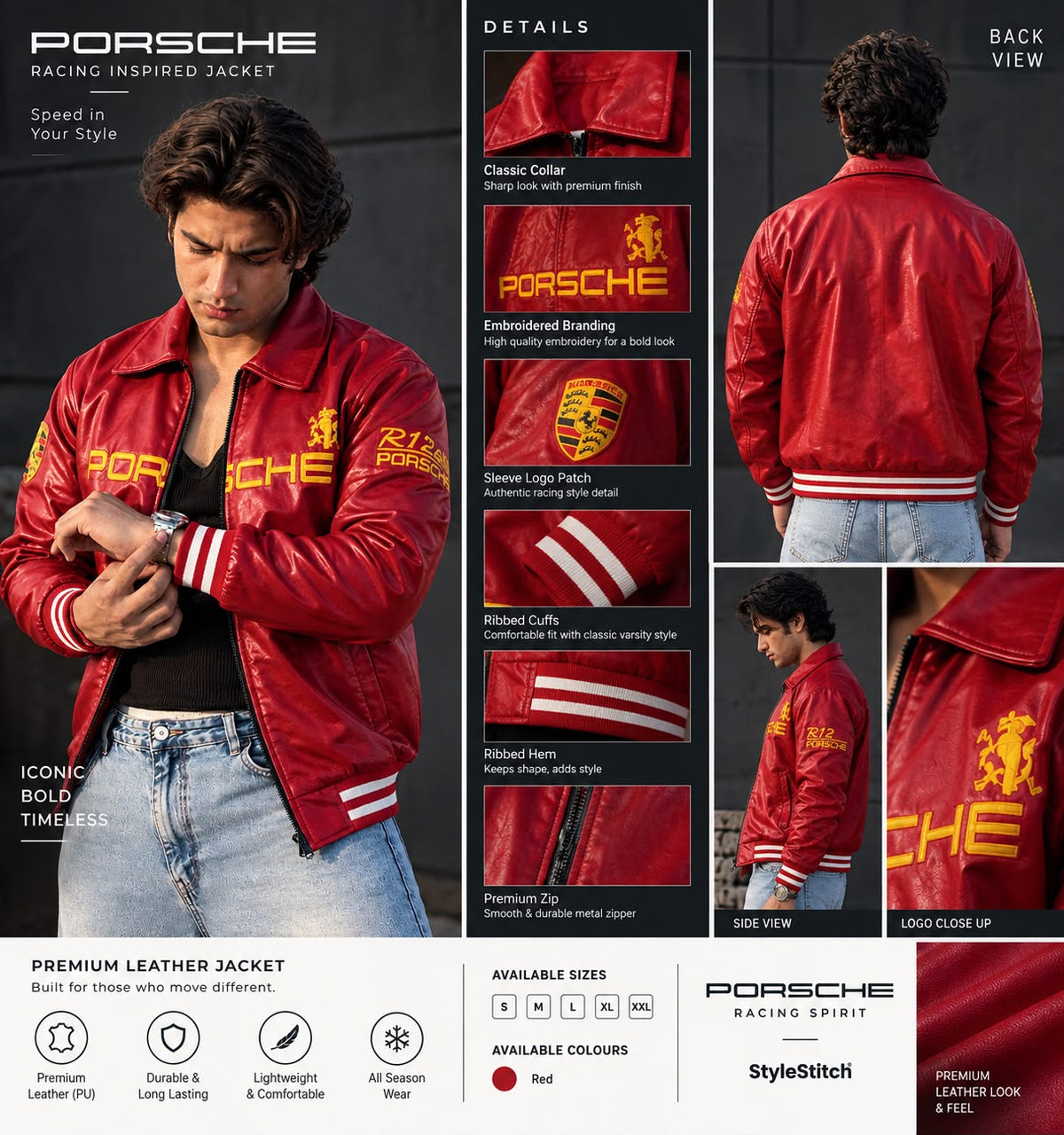 RED PORCHE VINTAGE RACING JACKET