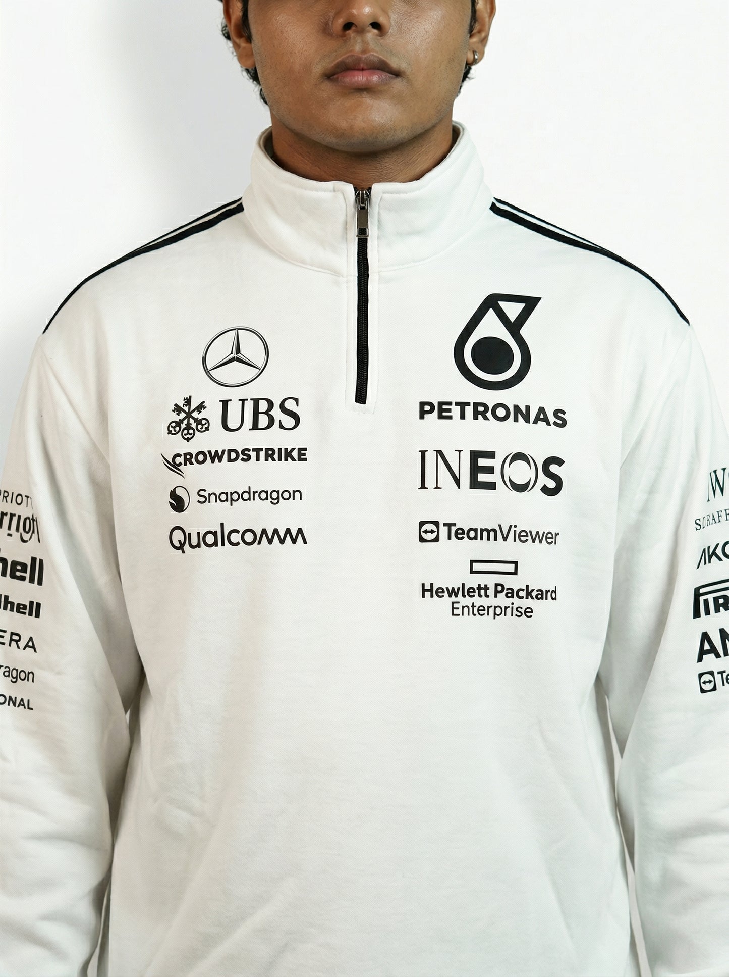 F1 Inspired White PETRONAS Sweatshirt -Premium Cotton Fleece