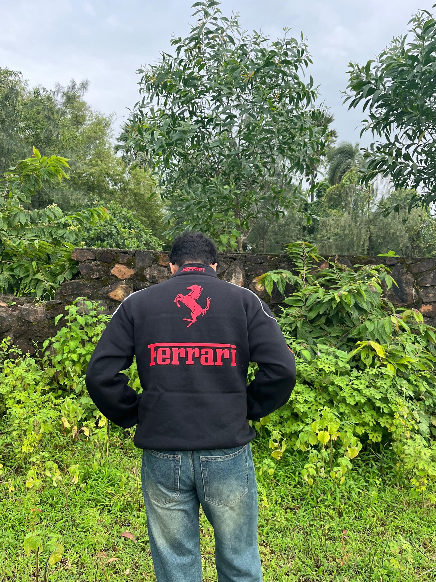 F1 Black Ferrari Jacket – F1-Inspired Streetwear by Stylestitch