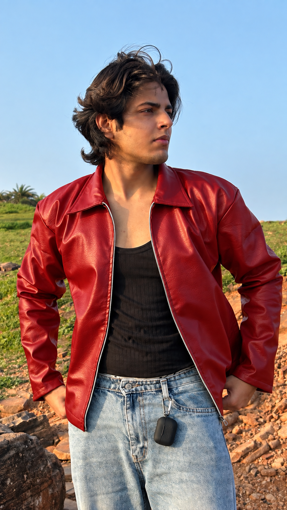 BOXY CROPPED FAUX LEATHER JACKET