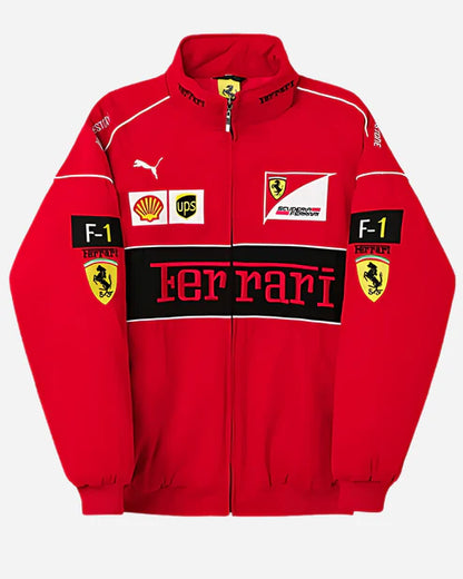 F1 Red Ferrari Jacket – F1-Inspired Streetwear by Stylestitch