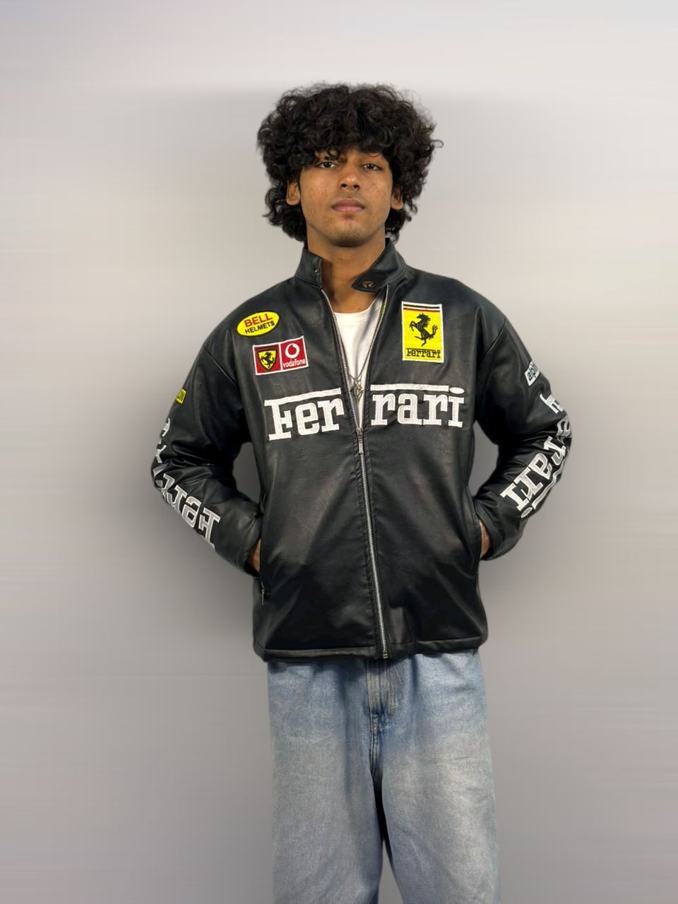 Racing Black Leather Unisex jacket l stylestitch