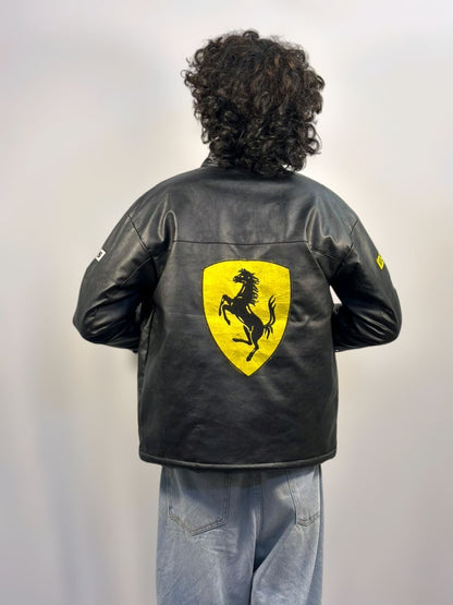 Racing Black Leather Unisex jacket l stylestitch