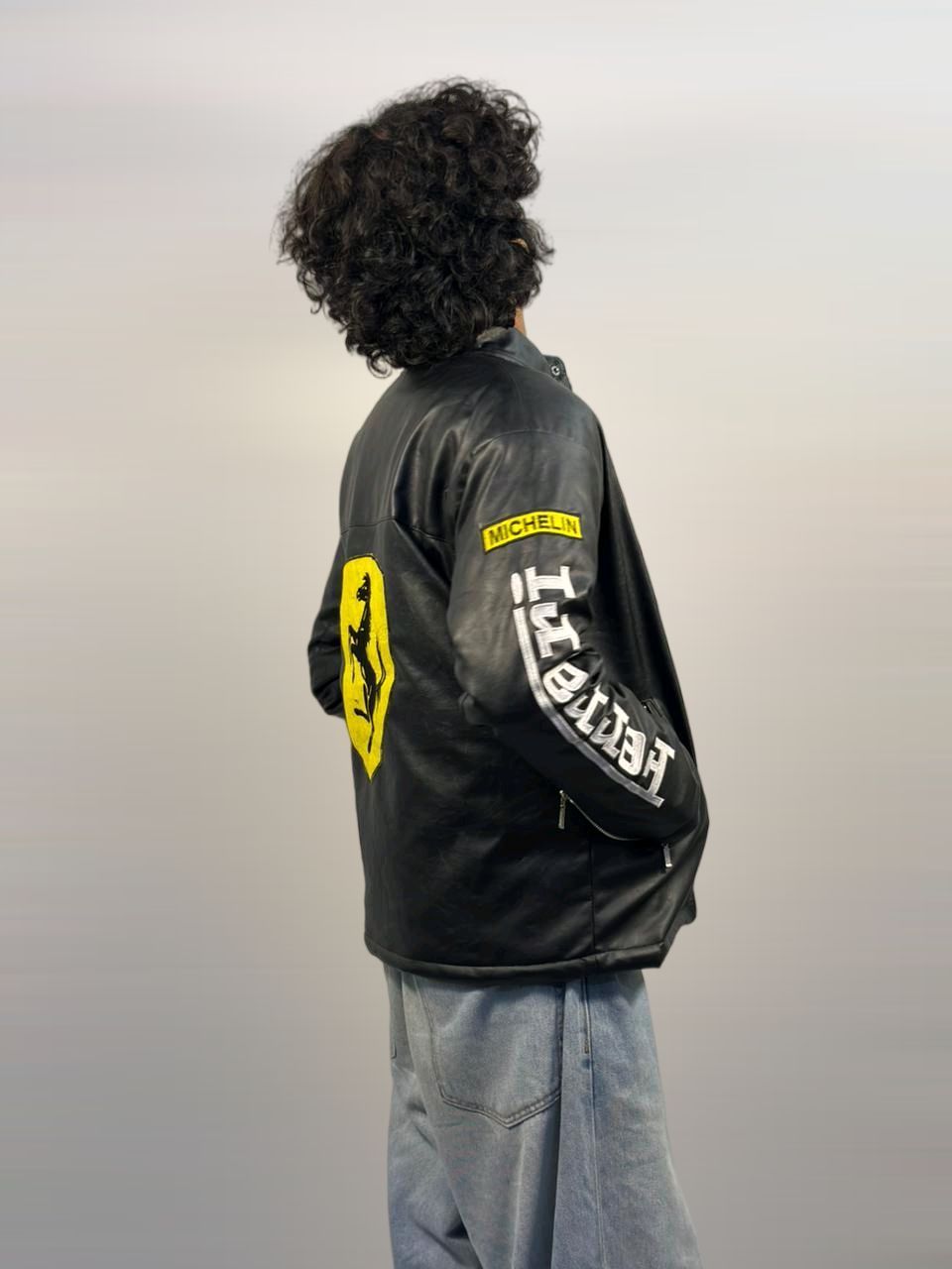 Racing Black Leather Unisex jacket l stylestitch