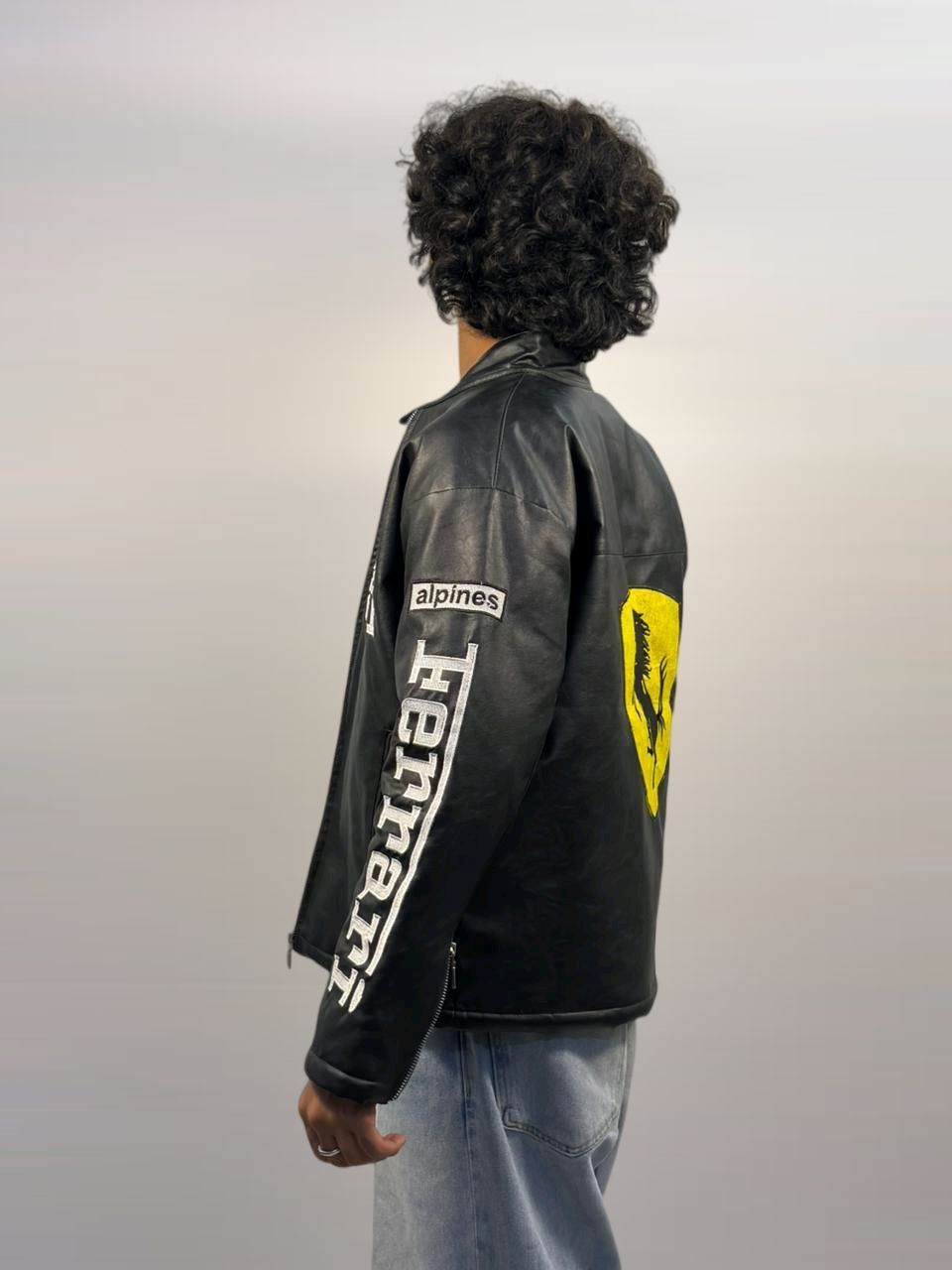 Racing Black Leather Unisex jacket l stylestitch