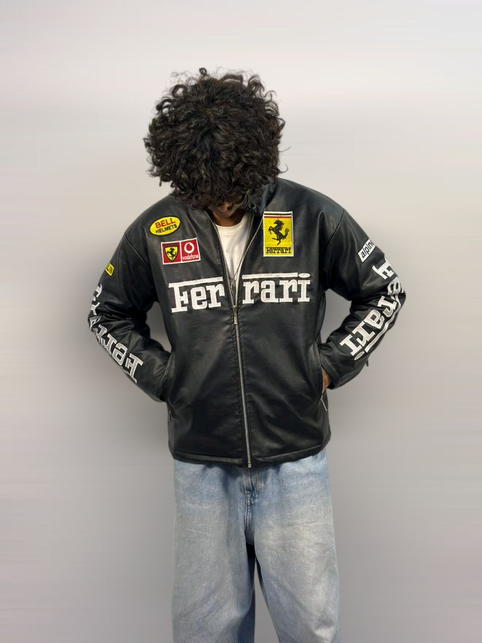 Racing Black Leather Unisex jacket l stylestitch