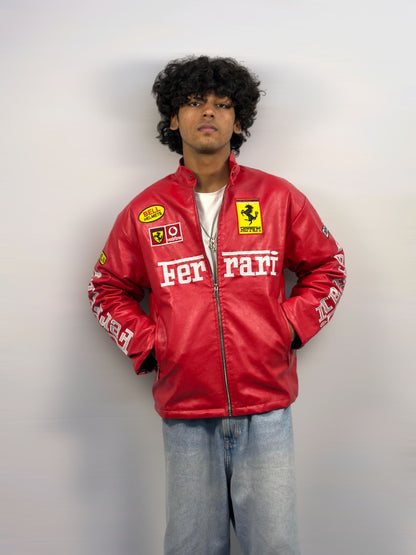 Racing Red Leather Unisex jacket l stylestitch