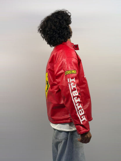 Racing Red Leather Unisex jacket l stylestitch