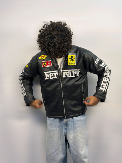Racing Black Leather Unisex jacket l stylestitch
