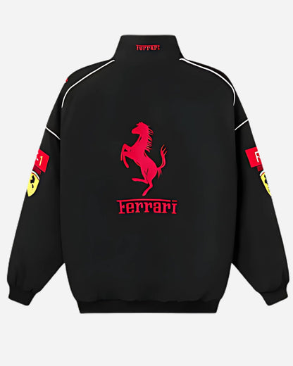 Racing Black Puffer Embroidery Unisex Jacket l stylestitch