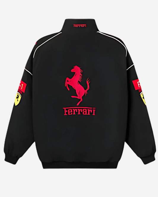 Racing Black Puffer Embroidery Unisex Jacket l stylestitch