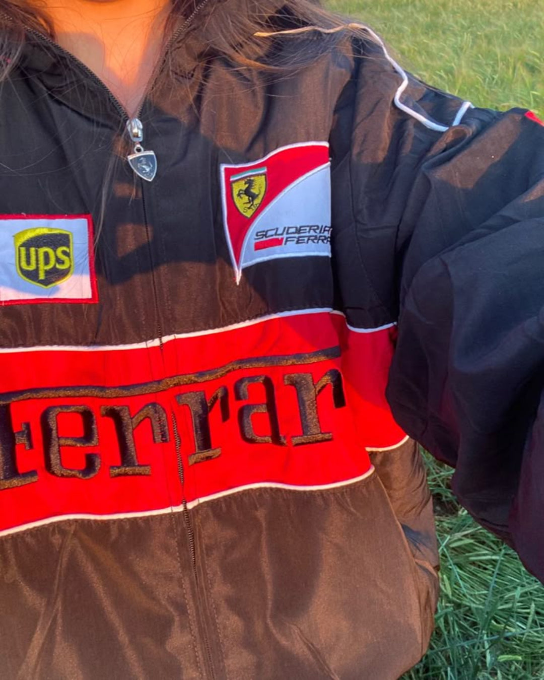 Racing Black Puffer Embroidery Unisex Jacket l stylestitch