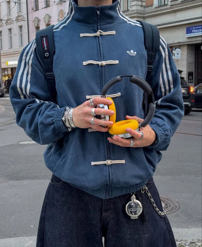 CNY-Inspired Premium Navy Blue Suede Jacket by stylestitch