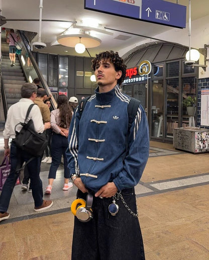 CNY-Inspired Premium Navy Blue Suede Jacket by stylestitch