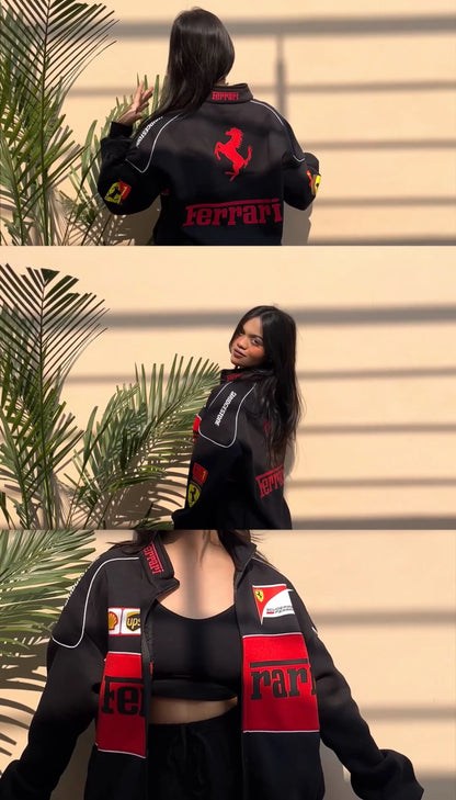F1 BLACK FERRARI UNISEX RACING JACKET BY STYLESTITCH I DTF
