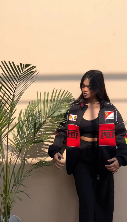 F1 BLACK FERRARI UNISEX RACING JACKET BY STYLESTITCH I DTF