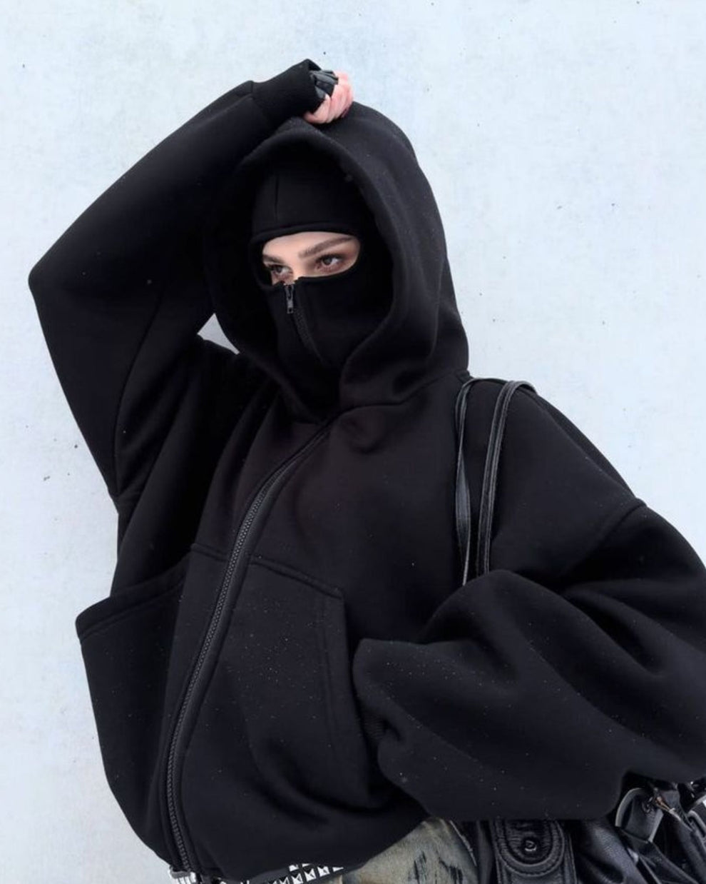 Black Balaclava Aesthetic vintage Hoodi Unisex  by Stylestitch