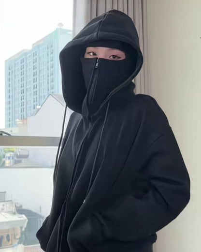 Black Balaclava Aesthetic vintage Hoodi Unisex  by Stylestitch