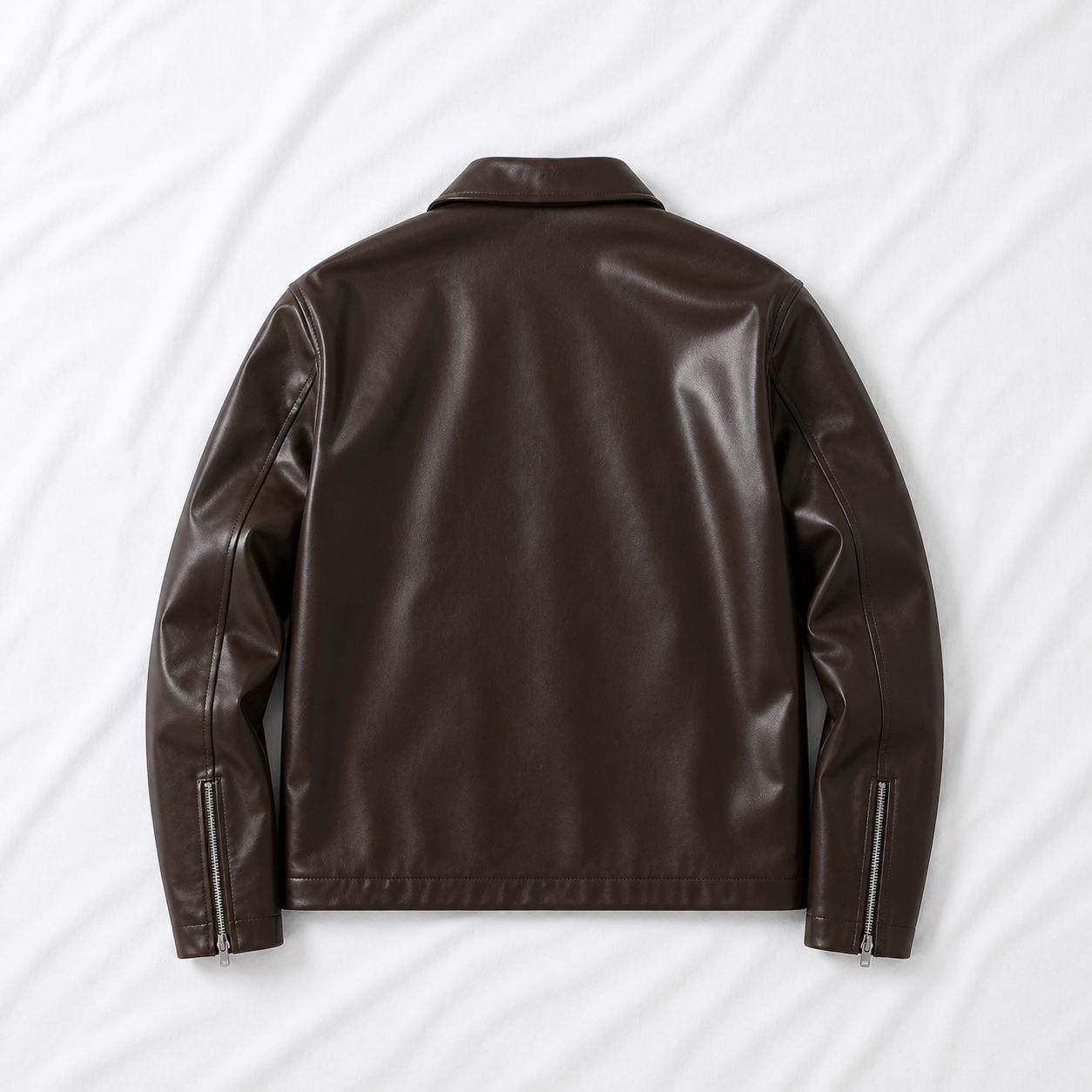 Brown Boxy Cropped Jacket Unisex Faux Leather by Stylestitch