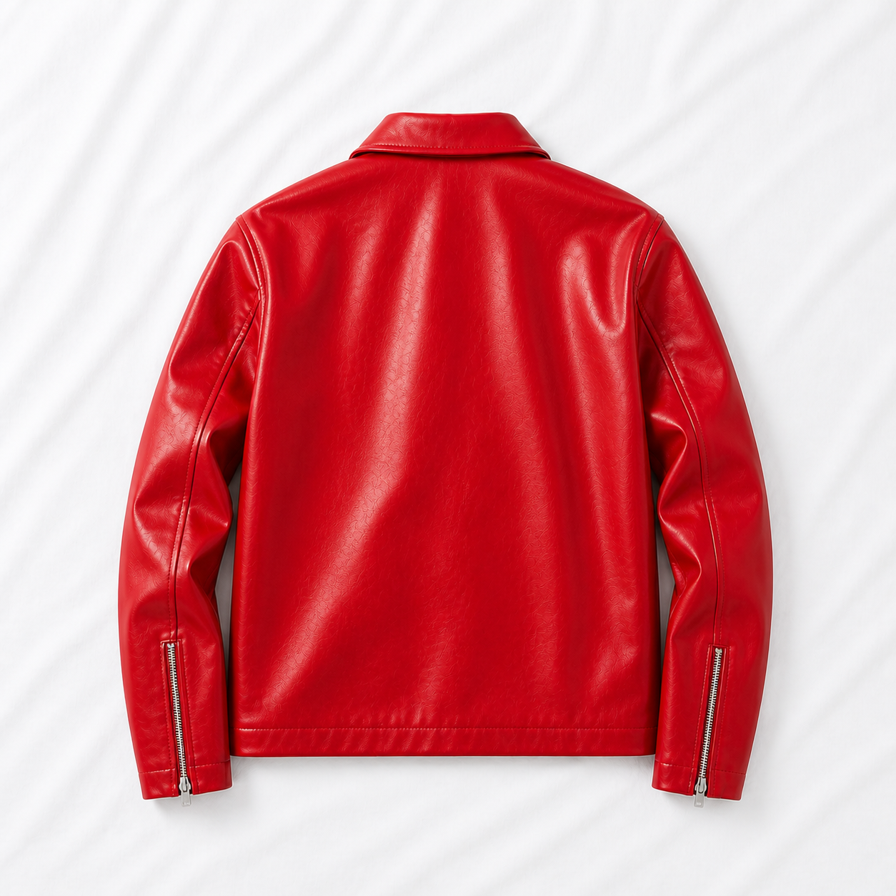 Red Boxy Cropped Jacket Unisex Faux Leather by Stylestitch