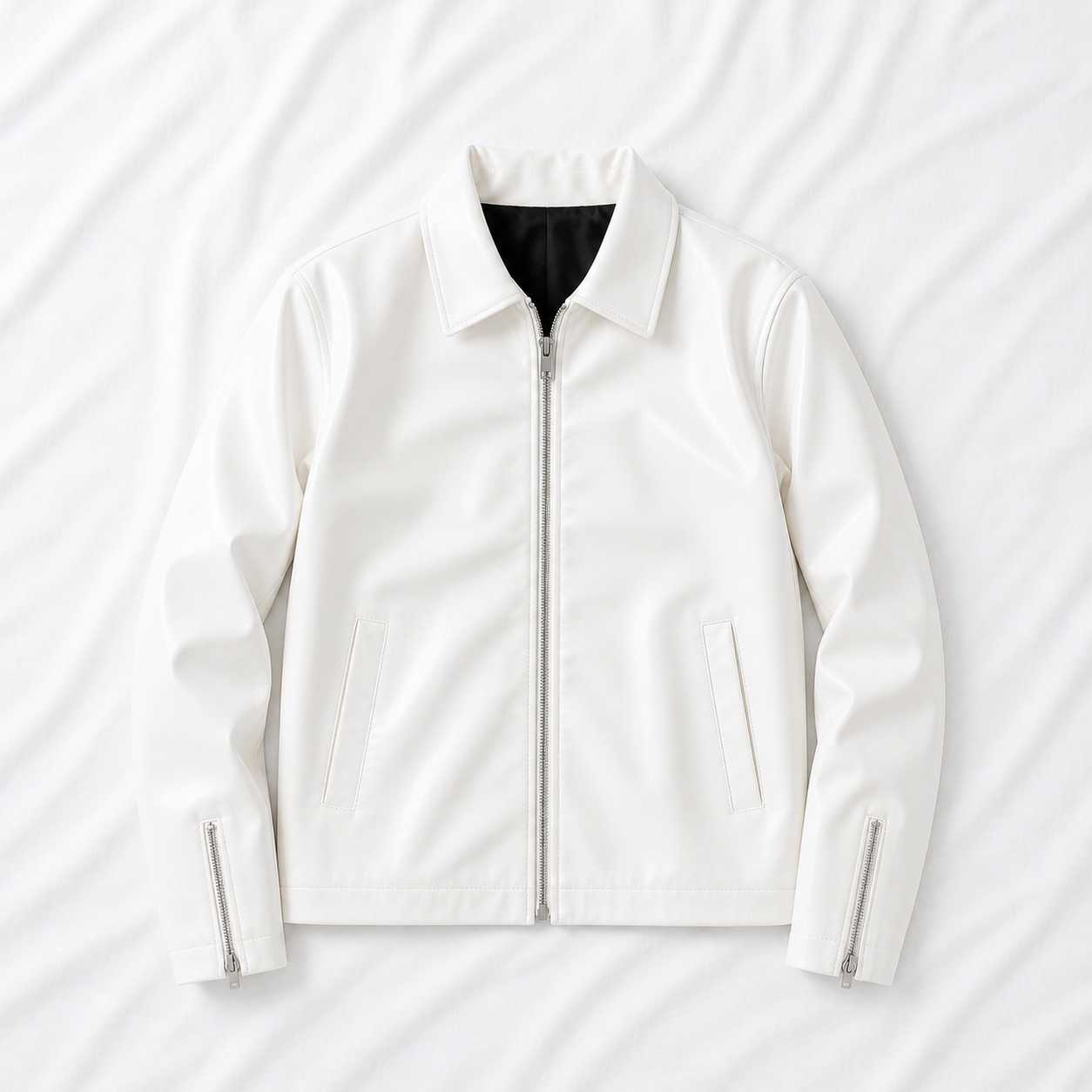 White Boxy Cropped Jacket Unisex Faux Leather by Stylestitch