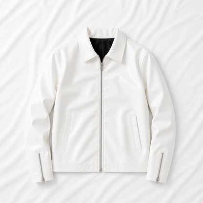 White Boxy Cropped Jacket Unisex Faux Leather by Stylestitch