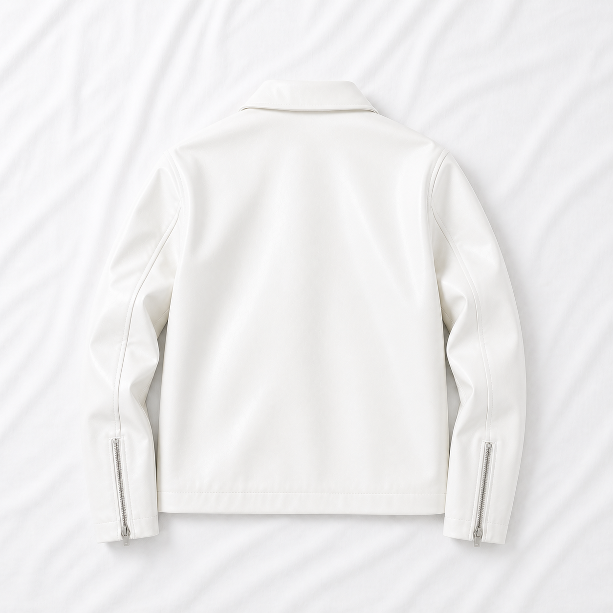 White Boxy Cropped Jacket Unisex Faux Leather by Stylestitch