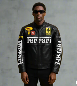 Racing Black Leather Unisex jacket l stylestitch