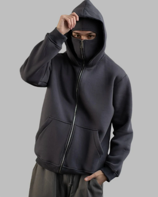 Black Balaclava Aesthetic Hoodie For Men & women by Stylestitch
