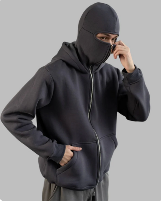 Black Balaclava Aesthetic Hoodie For Men & women by Stylestitch