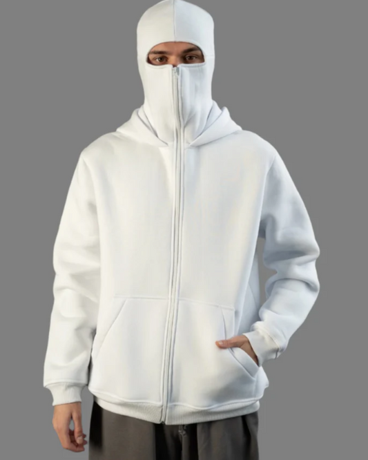 White Balaclava Aesthetic Hoodie For Men & women by Stylestitch