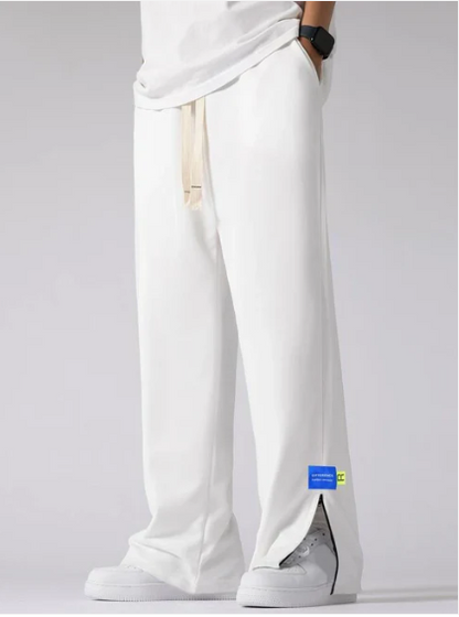 White Trackpants with Zip at Bottom - Classic Aesthetic