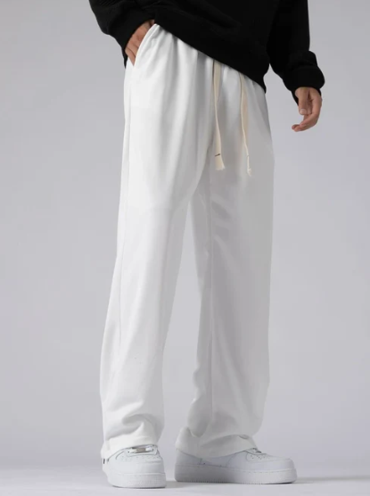 White Trackpants with Zip at Bottom - Classic Aesthetic