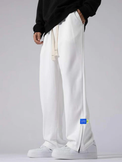 White Trackpants with Zip at Bottom - Classic Aesthetic