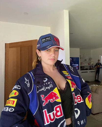 Red Bull Racing Team Jacket – Inner Puff Parachute Fabric | F1 Streetwear Look by stylestitch