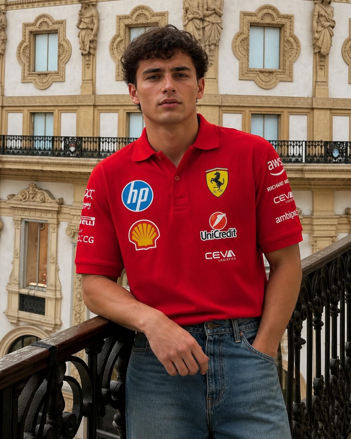 F1 SCUDERIA UNISEX RED POLO T-SHIRT