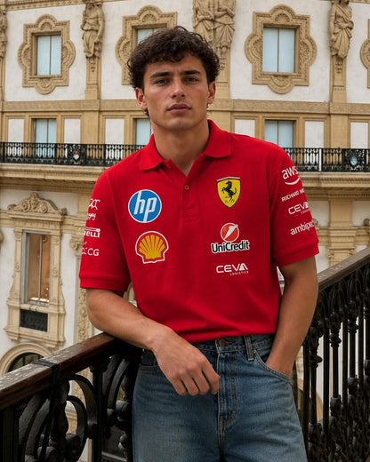 F1 SCUDERIA UNISEX RED POLO T-SHIRT
