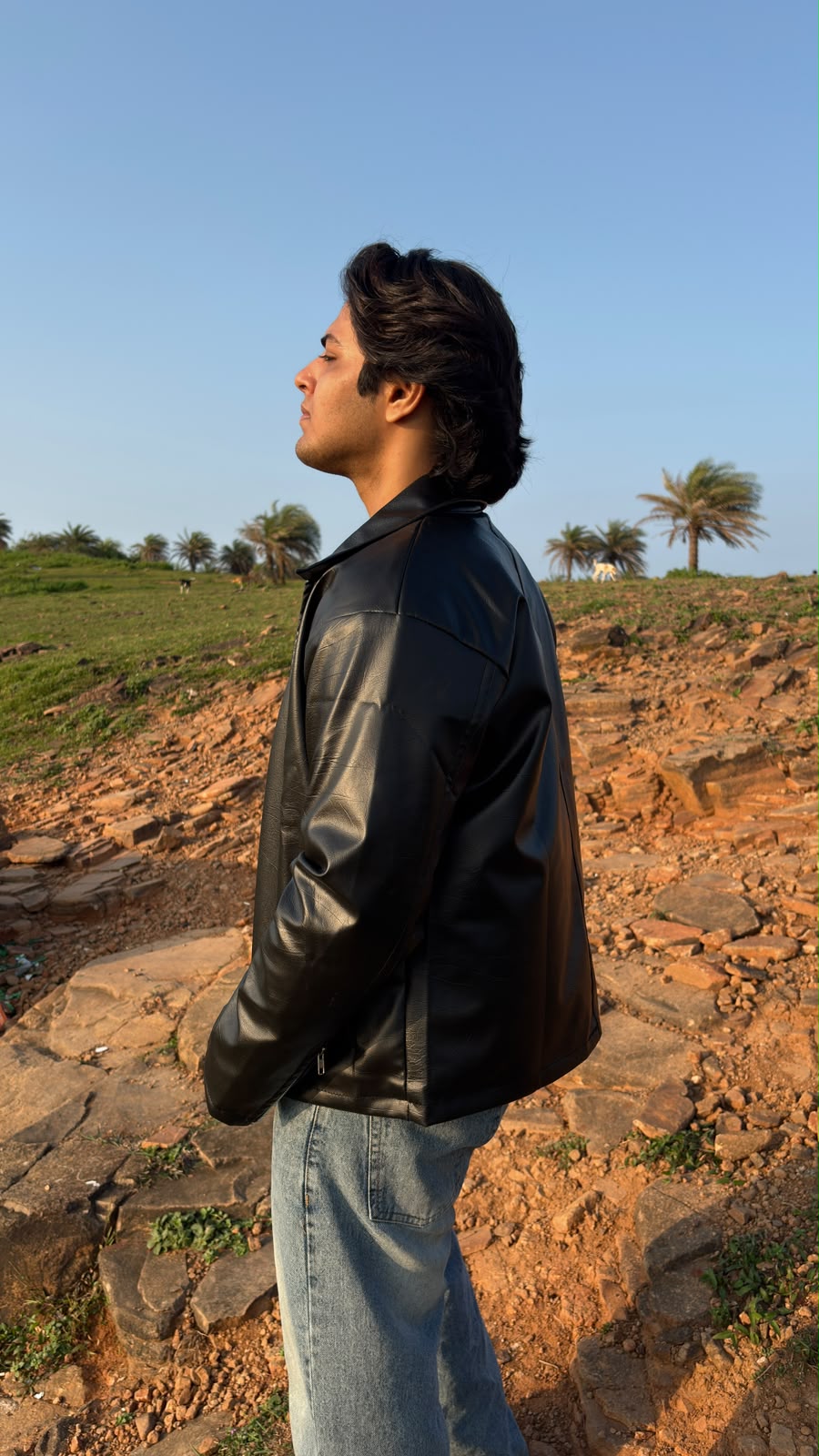 Z BLACK PLAIN UNISEX COLLAR LEATHER JACKET
