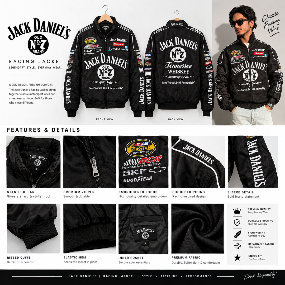 F1 JACK DANIEL'S UNISEX EMBROIDED JACKET