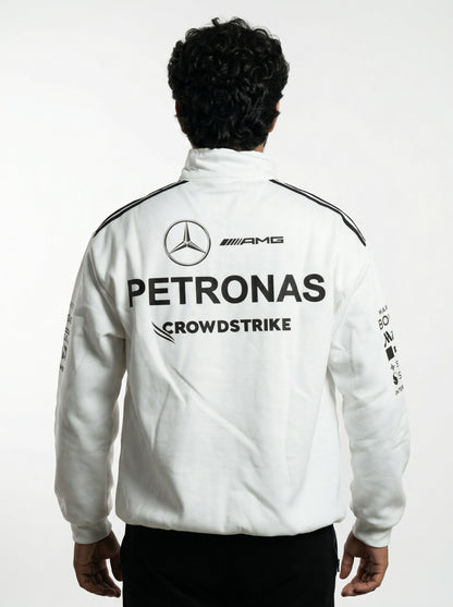 F1 Inspired White PETRONAS Sweatshirt -Premium Cotton Fleece