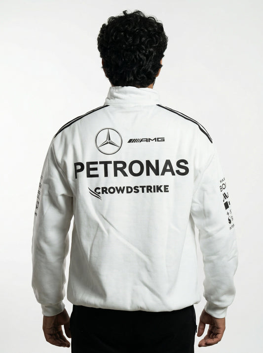 F1 Inspired White PETRONAS Sweatshirt -Premium Cotton Fleece