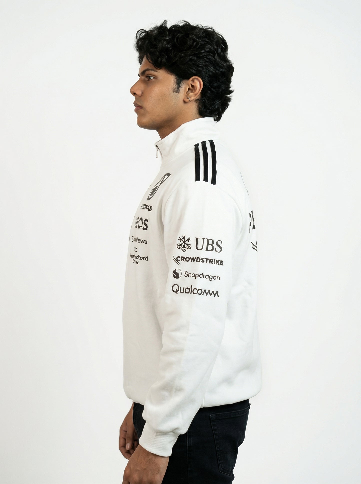 F1 Inspired White PETRONAS Sweatshirt -Premium Cotton Fleece