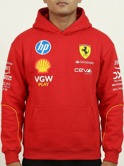 Red  Sweatshirt Hoodie -Premium Motorsport-Inspired Cotton Fleece