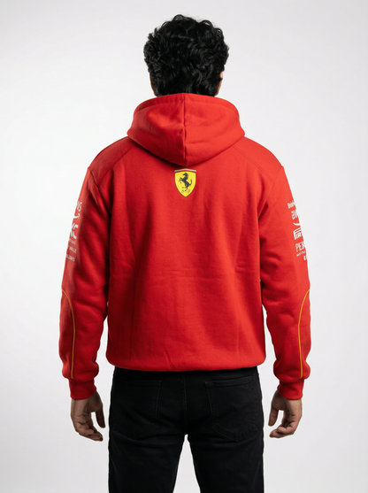 Red  Sweatshirt Hoodie -Premium Motorsport-Inspired Cotton Fleece