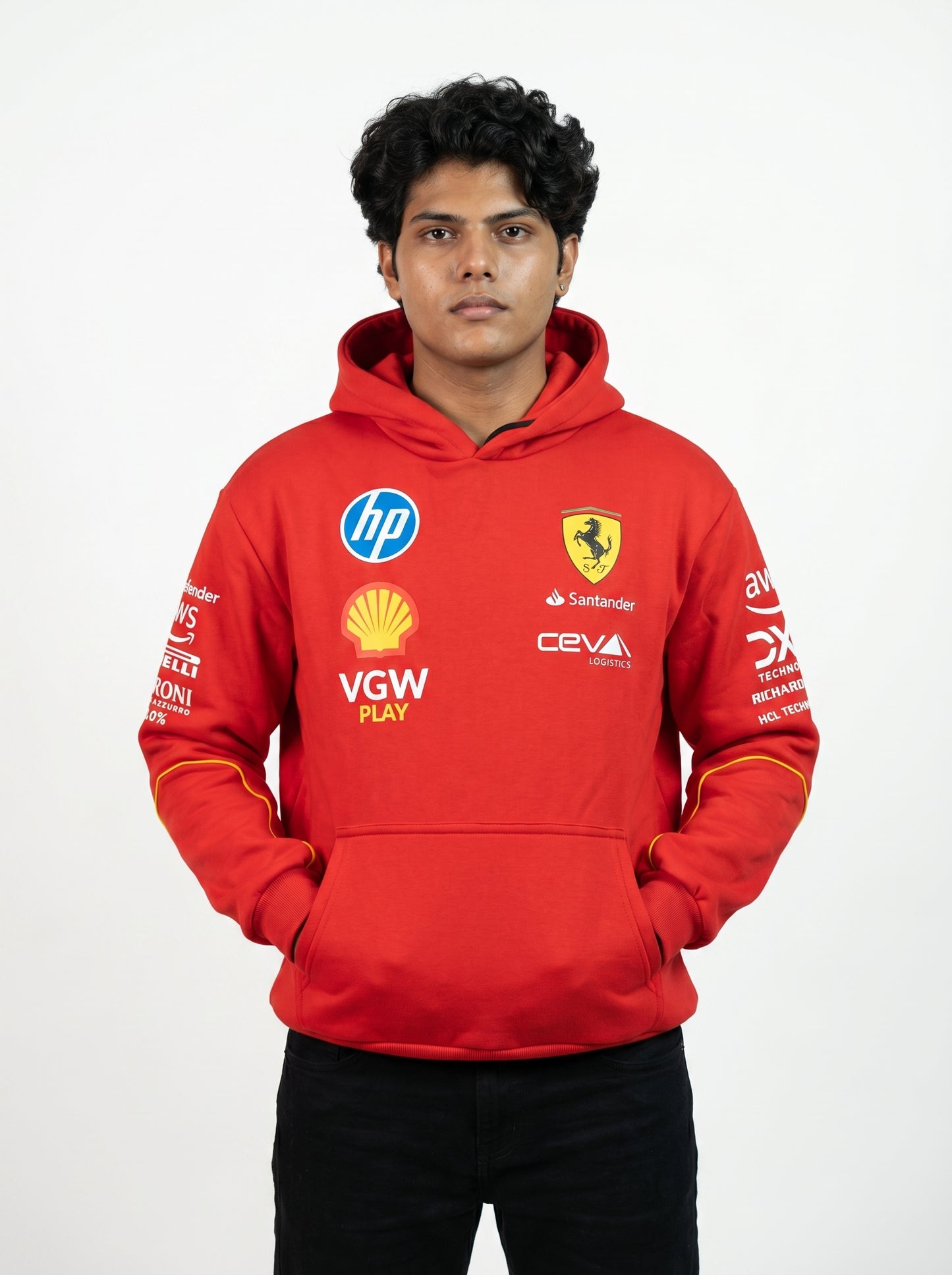 Red  Sweatshirt Hoodie -Premium Motorsport-Inspired Cotton Fleece