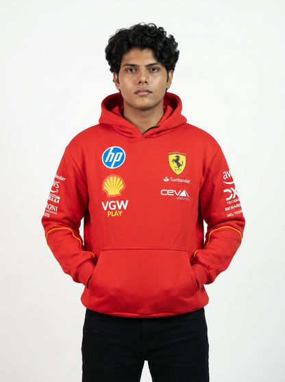 Red  Sweatshirt Hoodie -Premium Motorsport-Inspired Cotton Fleece